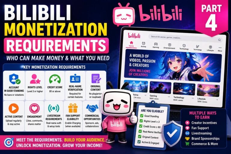 Bilibili Monetization Requirements 2026: How to Qualify & Make Money